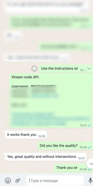 Whatsapp chat screenshot,Buy IPTV Online Subscription,4K Live IPTV,HD